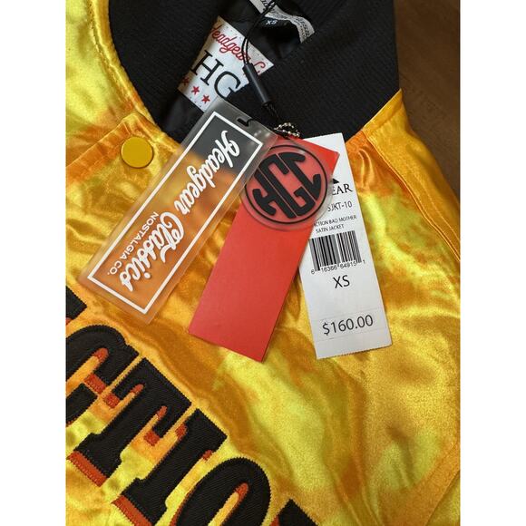 Pulp Fiction Jacket Mens XS Yellow Satin Bomber Quilted Lined Headgear Classics - Picture 3 of 7